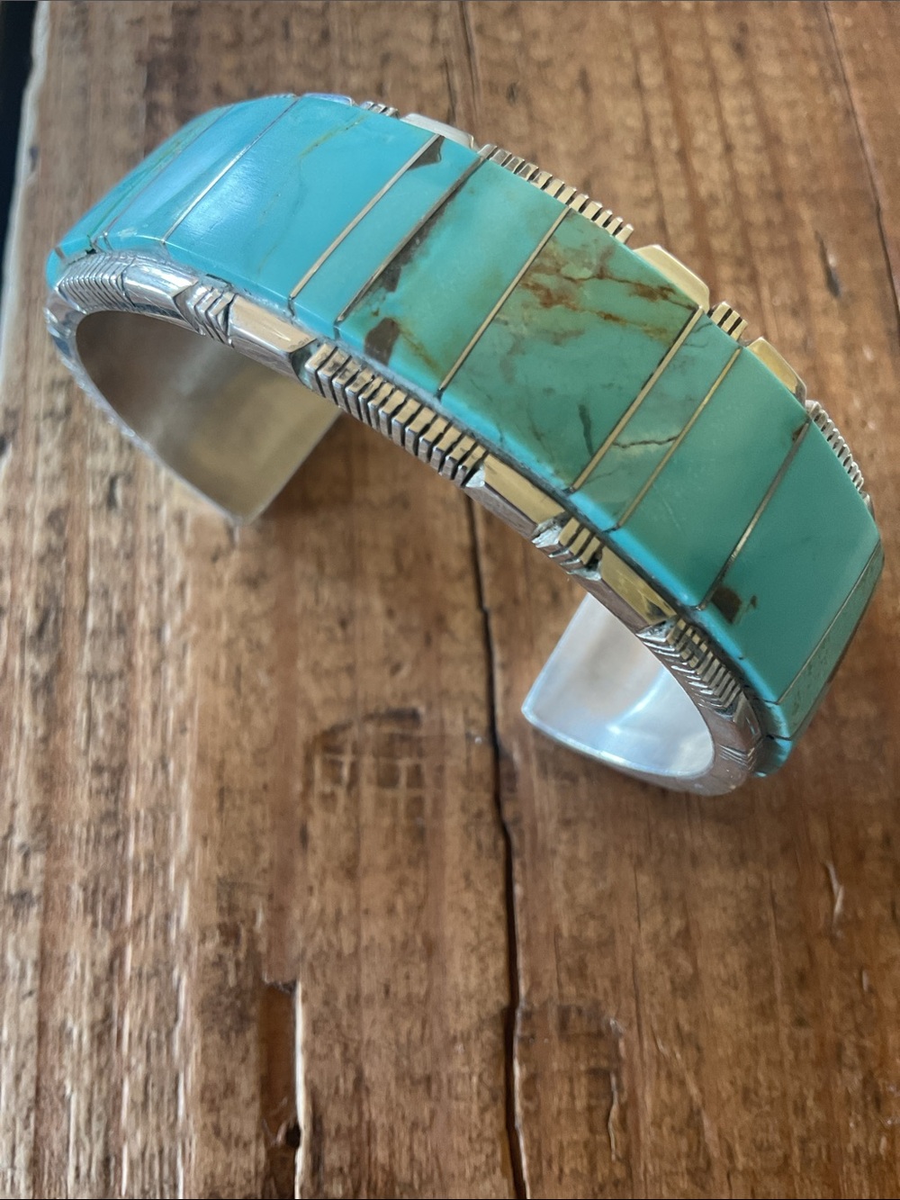 Native Turquoise Inlay Cuff Bracelet